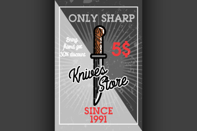 Color vintage knives store banner