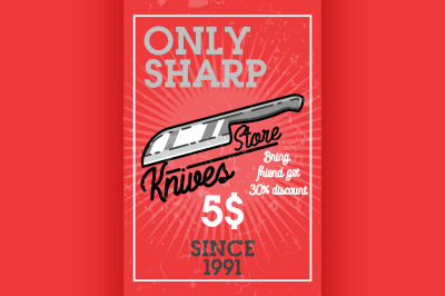 Color vintage knives store banner