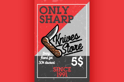 Color vintage knives store banner