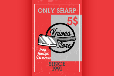 Color vintage knives store banner