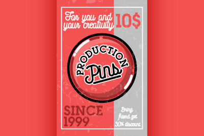 Color vintage pins production banner