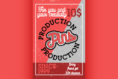 Color vintage pins production banner