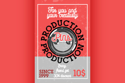 Color vintage pins production banner