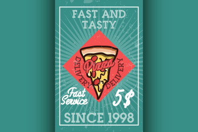 Color vintage pizza delivery banner