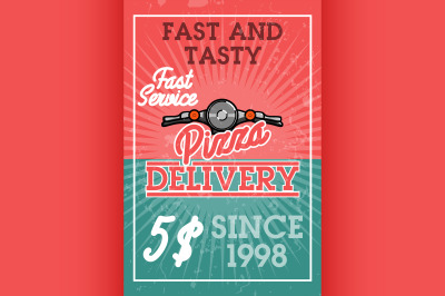 Color vintage pizza delivery banner