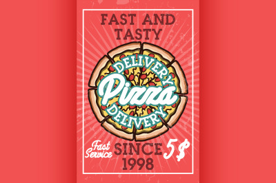 Color vintage pizza delivery banner