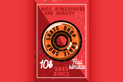 Color vintage skate shop banner