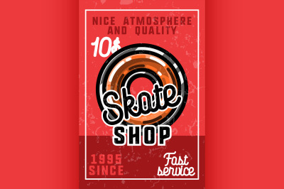 Color vintage skate shop banner