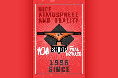 Color vintage skate shop banner