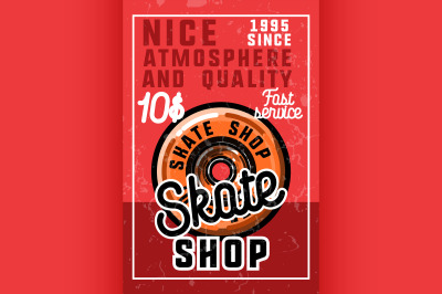 Color vintage skate shop banner