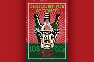 Color vintage supermarket sale banner