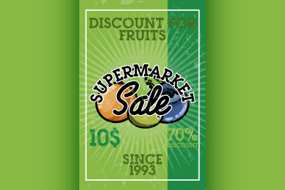 Color vintage supermarket sale banner