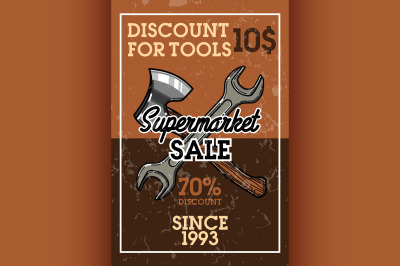 Color vintage supermarket sale banner