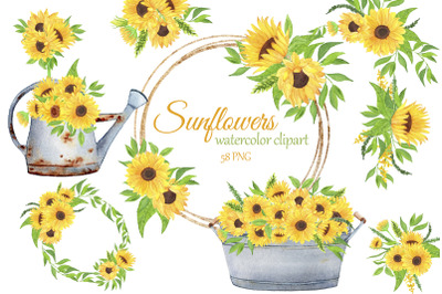 Sunflowers Watercolor Clipart