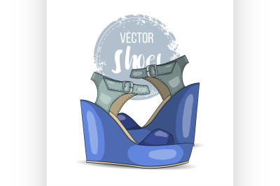 Fashion vector color womens shoes.