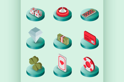 Casino flat isometric set