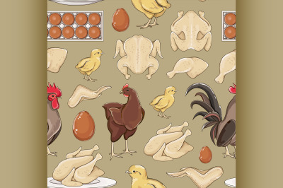 Chicken icons pattern