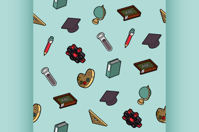 Education flat outline isometric pattern