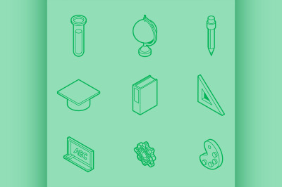 Education outline isometric set