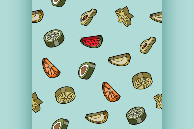 Fruit flat outline isometric pattern