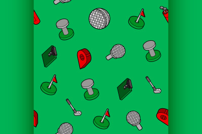 Golf flat outline isometric pattern