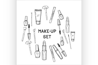 Hand drawn Beauty and makeup icons set