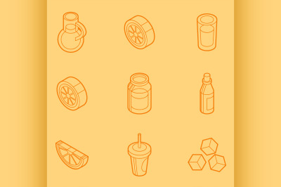 Lemonade outline isometric set