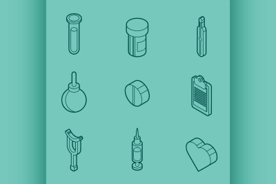 Medical outline isometric set