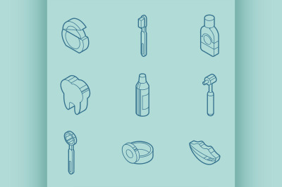 Stomatology outline isometric set