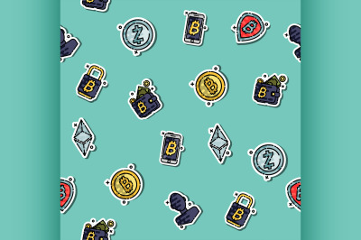 Cryptocurrency icons pattern