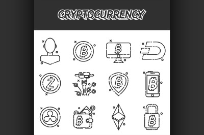 Cryptocurrency flat icons set