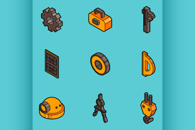 Engineering flat outline icons