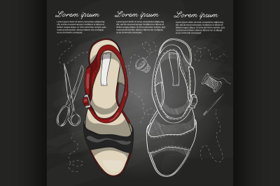 Fashion vector sketch womens shoes.