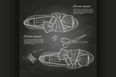 Fashion vector sketch womens shoes.