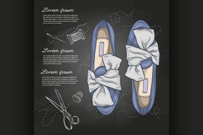 Fashion vector sketch womens shoes.