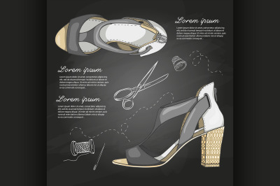 Fashion vector sketch womens shoes.