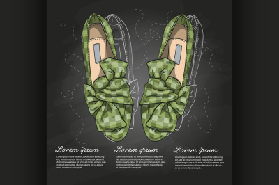 Fashion vector sketch womens shoes.