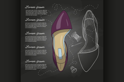 Fashion vector sketch womens shoes.