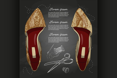 Fashion vector sketch womens shoes.