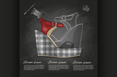 Fashion vector sketch womens shoes.