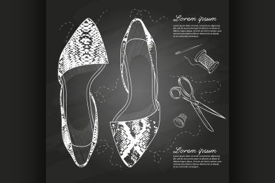 Fashion vector sketch womens shoes.