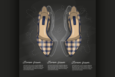 Fashion vector sketch womens shoes.