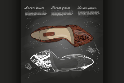 Fashion vector sketch womens shoes.