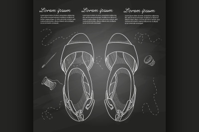 Fashion vector sketch womens shoes.