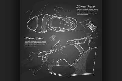 Fashion vector sketch womens shoes.