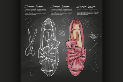 Fashion vector sketch womens shoes.