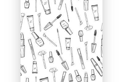 Glamorous make-up seamless pattern