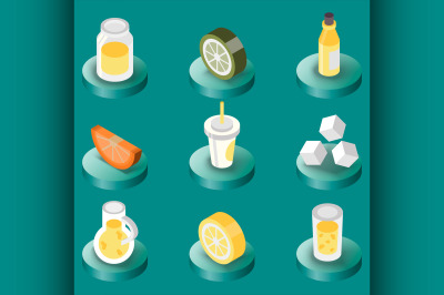 Lemonade flat isometric set