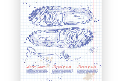 Fashion vector sketch womens shoes.