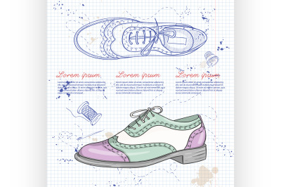 Fashion vector sketch womens shoes.